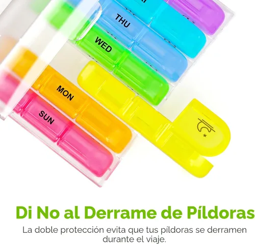 Vista 5 de AUVON Organizador semanal de píldoras 3 veces al día, pastillero grande de 7 días 3 veces al día con contenedor separado, pastillero portátil