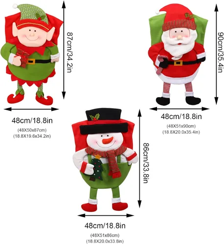 Vista 4 de Fundas para sillas de Navidad, fundas de respaldo de silla de Navidad para sillas de comedor, fundas de elfo de Navidad, decoración para casa