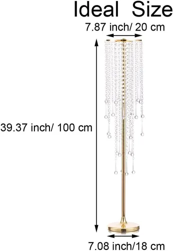Vista 6 de Jarrones de boda altos Inweder para centros de mesa: dorado, 39.4 pulgadas, 2 piezas Chandelier Crystal Design, Centerpiece Table Decorations