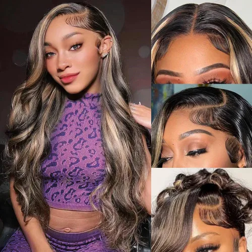 Vista 62 de Avolo Peluca de cabello humano con encaje frontal degradado de 22 pulgadas, prearrancado, 13x4, ondulado, encaje frontal, pelucas de cabello humano