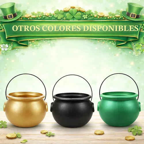 Vista 7 de GiftExpress Cubo Caldero Negro de 8" – Tazón de Dulces de Halloween, Truco o Trato, Decoración de Olla de Oro de San Patricio, Hervidor de Bruja