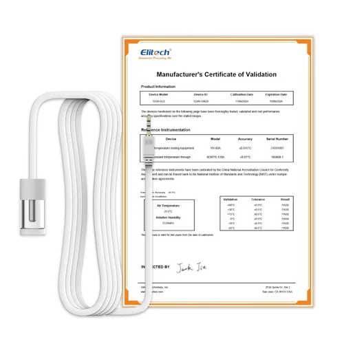 Vista 13 de Elitech Sonda de temperatura dual para RCW-360Pro, -40°F a 176°F, sensor digital de detección automática de cable de 16.4 pies con certificado