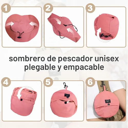 Vista 4 de Packable Bucket Hat for Women Waterproof UV Protection Sun Hat Sandía
