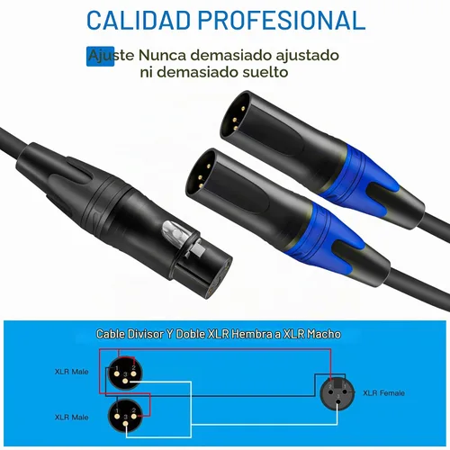 Vista 5 de LanSenSu XLR hembra a 2 XLR macho Patch Y cable, cable divisor de micrófono equilibrado, adaptador de audio, 11.8 pulgadas (paquete de 2)