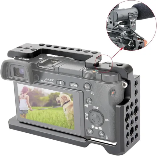 Vista 5 de NICEYRIG Jaula para cámara Sony A6300 A6400 A6100 A6000 con rosca 1/4 y zapata fría - 083