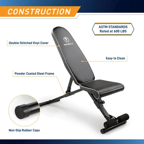 Vista 7 de Marcy Foldable Adjustable Utility Weight Bench, Strength Training Home Gym for Full Body Workout