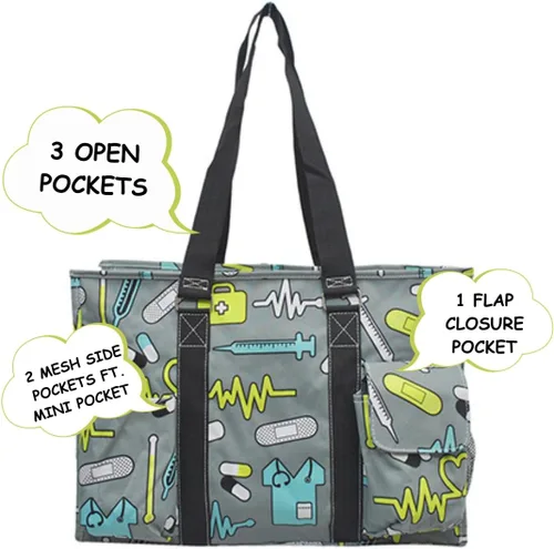 Vista 2 de Bolso de mano NGIL con cierre superior y bolsillos exteriores para mujeres trabajadoras, profesoras, enfermeras y madres, diseño en EE. UU