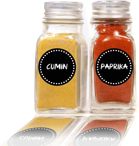 Vista 5 de Lovable Labels Etiquetas para tarros de especias de pizarra – 200 preimpresas + 25 calcomanías en blanco para escribir aptas para lavavajillas e