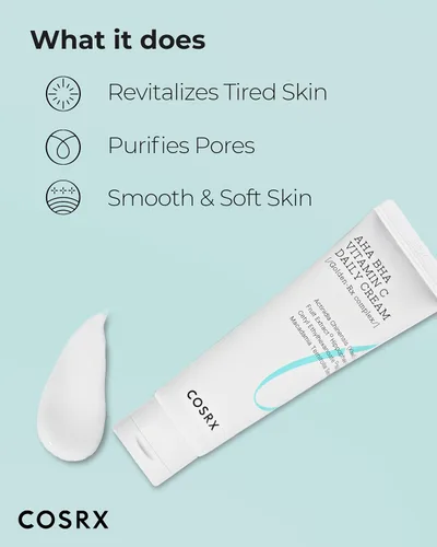Vista 3 de COSRX AHA BHA VITAMIN C Crema diaria 1.69 fl. oz 1.7 fl oz, crema facial, antienvejecimiento, piel voluminosa, natural, fruta, cuidado de la piel