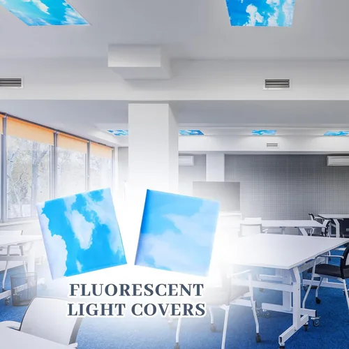 Vista 6 de Tujoe 2 cubiertas de luz fluorescente para luces de techo, filtros de luz fluorescente de 4 x 2 pies, cubiertas magnéticas para cubículos de aula
