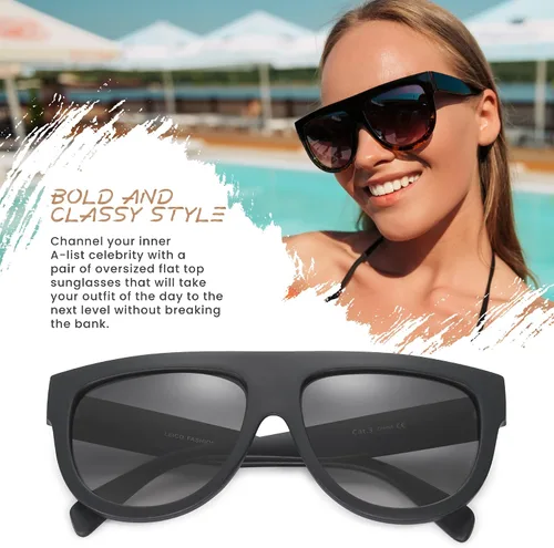 Vista 8 de Gafas de sol de gran tamaño con parte superior plana para mujer, diseño cuadrado grande, retro, gafas de sol