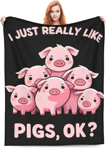 Vista 13 de Manta Linda con Diseño de Cerdito y Girasol, Regalos para Adultos y Niños, Manta de Franela de Dibujos Animados, Cerdito y Lechón, Suave, Cómoda