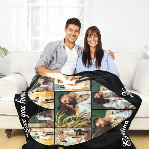 Vista 4 de Livole Manta personalizada con imagen, manta de franela personalizada, manta con foto personalizada con imagen y texto, manta personalizada, regalo