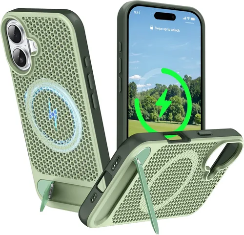 Vista 30 de Funda magnética de disipación de calor para iPhone 13 Pro Max, para MagSafe, protección contra caídas Coolingf, funda con función atril ajustable