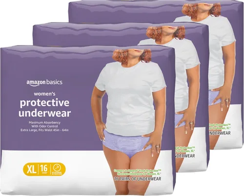 Vista 8 de Amazon Basics - Ropa interior protectora para mujer, para incontinencia y posparto, máxima absorción, talla S, lavanda, 24