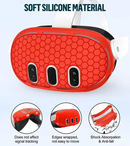 Vista 2 de Silicone Cover Set Compatible with OculusMeta Quest 3, VR Accessories Protective Cover Includes Controller Grips, Front Shell Headset Cover and Face