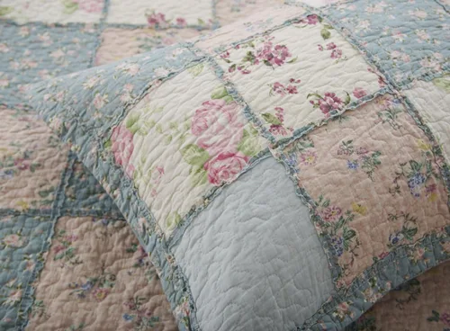 Vista 4 de Chezmoi Collection Abbi - Juego de edredón de 2 piezas con diseño shabby chic, edredón de algodón prelavado con estampado floral, sábanas con diseño