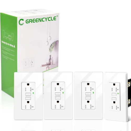 Vista 26 de Greencycle Toma GFCI de 15 amperios con puertos USB C y USB A, 1 unidad de toma eléctrica GFCI de prueba automática con USB, con indicador LED