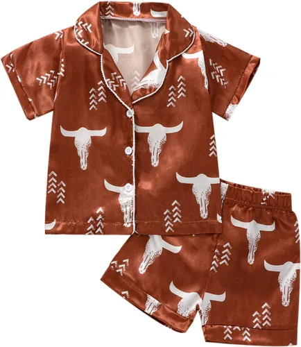 Vista 32 de Conjunto de pijama de manga larga con botones para niña pequeña, conjunto de ropa de dormir