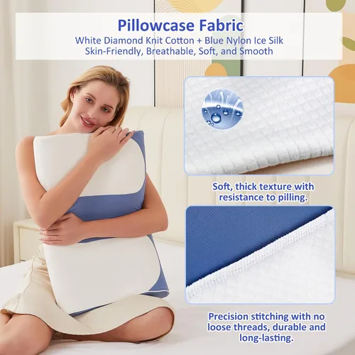 Vista 6 de Almohada cervical para el cuello, almohadas refrescantes ultrafinas para aliviar el dolor de cuello, hombros, espuma viscoelástica ergonómica