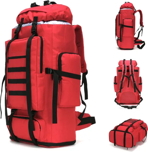 Vista 12 de Mochila de senderismo y camping, mochila MOLLE impermeable para viajes (verde militar)