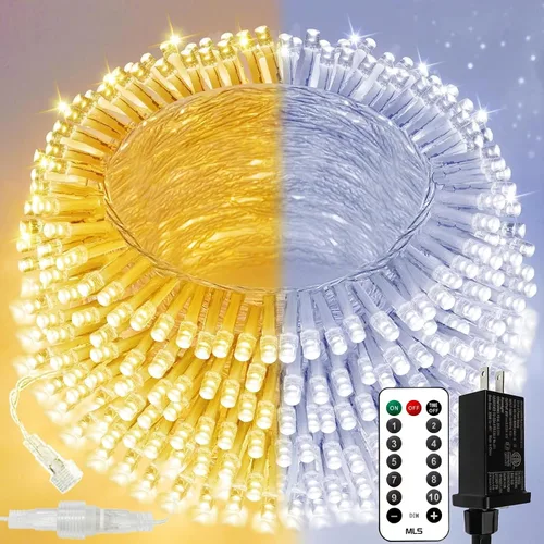 Vista 10 de Guirnalda de 200 luces LED conectables con control remoto, luces de Naranja a Púrpura