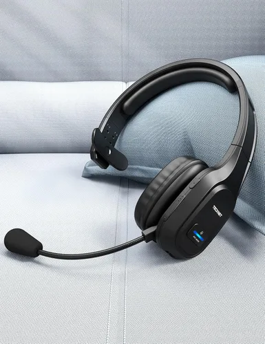 Vista 8 de TECKNET Auriculares Bluetooth para camionero, auriculares Bluetooth con micrófono AI cancelación de ruido inalámbricos en la oreja, auriculares Negro