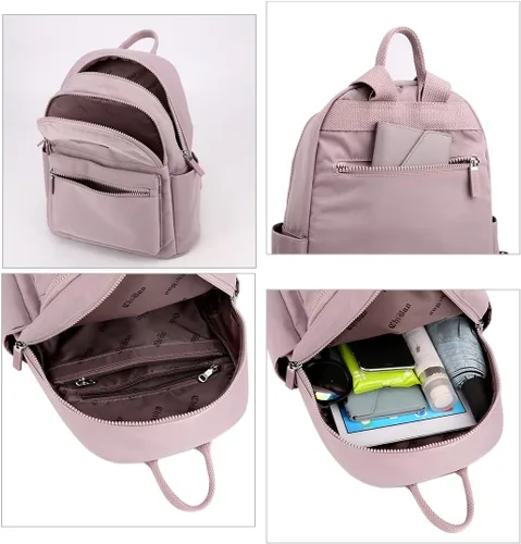 Vista 6 de Collsants Pequeña mochila de nailon para mujer, ligera, mini mochila de viaje, Rosado, Mochila de moda