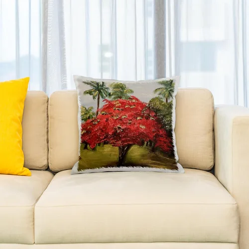 Vista 2 de 3dRose Melissa A. Torres Art Puerto Rico - Foto de un árbol extravagante con palmeras en Puerto Rico - Funda de almohada de 16 x 16 pulgadas