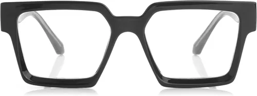 Vista 4 de Kursan Gafas cuadradas negras para mujeres y hombres, lentes transparentes de gran tamaño con marco grueso
