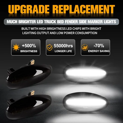 Vista 2 de Gempro Luces Marcadoras Laterales LED Blancas de Guardabarros Dually para Chevy Silverado GMC Sierra 2500 3500 2001-2014 de Doble Rueda Trasera