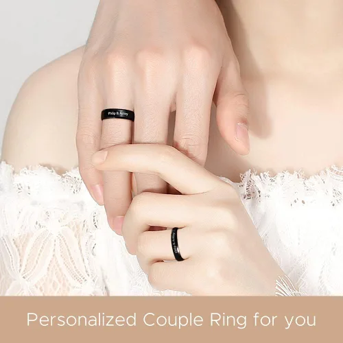Vista 3 de Fortheday Juego de anillos personalizados a juego para él y ella, anillos de promesa personalizados para parejas, juego de anillos de compromiso