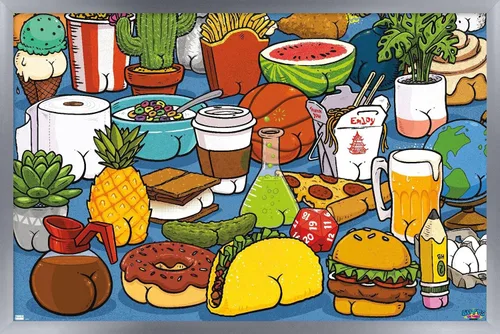 Vista 11 de Trends International Brian Cook: Butts on Things - Póster de pared de alimentos, 22.4 pulgadas de largo x 14.7 pulgadas, versión enmarcada de madera