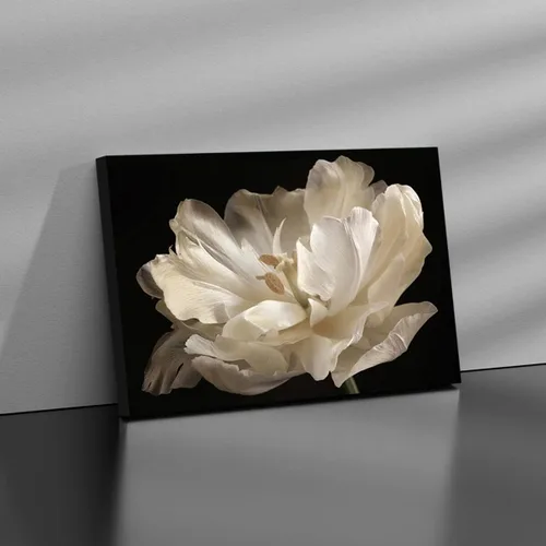 Vista 9 de Decoración de baño negro, tulipán blanco sobre fondo negro, arte moderno en lienzo para decoración de baño, arte de pared de baño, ilustraciones