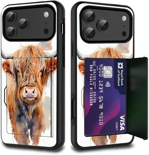 Vista 73 de Funda para tarjetas de crédito, doble capa híbrida a prueba de golpes, protección contra caídas con función atril para iPhone 17 de 6.3 pulgadas