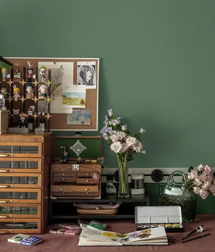 Vista 6 de HeloHo Papel tapiz verde liso, con textura mate, papel de pared moderno autoadhesivo extraíble, impermeable, papel de contacto para sala de estar