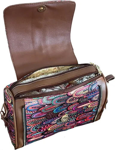 Vista 7 de Bolsos cruzados en caja para mujer con cinturón de hombro ajustable, dos partitones, bolsa con asa superior