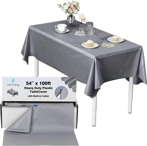 Vista 45 de Rollo de plástico para cubierta de mesa color verde manzana, 40 pulgadas x 100 pies, rollo de plástico resistente para cubierta de mesa de banquetes
