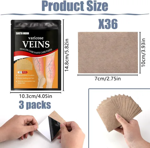 Vista 3 de 36 parches para venas varicosas, tratamiento natural de alivio para piernas, araña, varices, fortalece la salud capilar y mejora la circulación