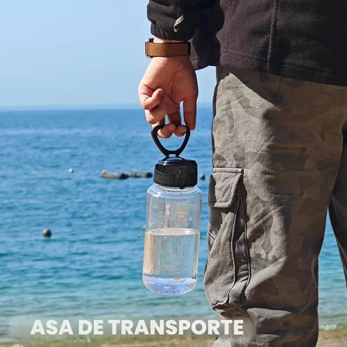Vista 4 de Fanhaw Botella de agua Tritan transparente de 32 onzas, sin BPA y a prueba de fugas, boca ancha con tapa antipolvo, botella de plástico reutilizable