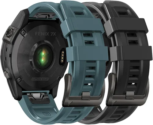 Vista 8 de Threeeggs Correa de reloj Quickfit de 1.024 in para Garmin Fenix 7X 6X 5X, correa de silicona para Fenix 8 2.008 in, Fenix 3/3 Sapphire, Descent
