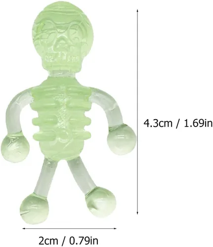 Vista 2 de TOYANDONA 20 piezas de juguetes elásticos de Halloween, Halloween que brilla en la oscuridad, juguete de esqueleto luminoso para niños
