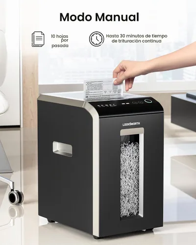 Vista 5 de Locksworth -Trituradora de papel microcortada de 200 hojas, trituradoras de alta seguridad P-5 para oficina en casa, trituradora de documentos