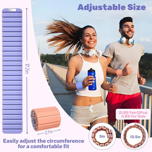 Vista 6 de Magnetic Ankle Weights for Women & Men, Adjustable Silicone Wrist Weights Bracelet Set, Stackable Wrist and Ankle Weights 1 Pair 2 Lbs, Weighted