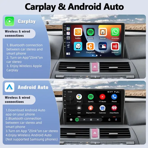 Vista 5 de SIXWIN Android 13 Estéreo del coche para Honda Accord 2008 2009 2010 2011 2012 2013 10.1 pulgadas pantalla táctil 2G+64G CarPlay Android Auto Car
