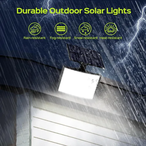 Vista 6 de ABODONG Luces Solares para Exteriores, Reflector Brillante de 128 LEDs con Lente Óptica, Luces de Seguridad Alimentadas por Energía Solar con Cable