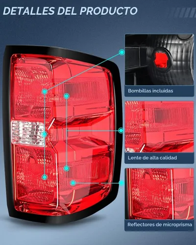 Vista 8 de Ensamble de luz trasera Nilight Compatible con Chevy Silverado 1500 2014 2015 2016 2017 2018 2019, 2500 HD 3500 HD, GMC Sierra 3500HD 2015-2019 Par