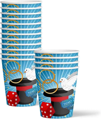Vista 3 de Magic Show - Juego de suministros para fiesta de cumpleaños, platos, servilletas, tazas, vajilla para 16