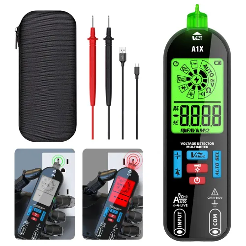 Vista 7 de Multímetro digital A1X, nuevo detector de probador de electricista profesional, multímetro detector de voltaje recargable, multímetro digital