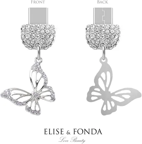Vista 2 de ELISE & FONDA TP229 Tipo-C Puerto de carga USB Crystal Anti Dust Plug Little Butterfly Cell Phone Charm para Samsung